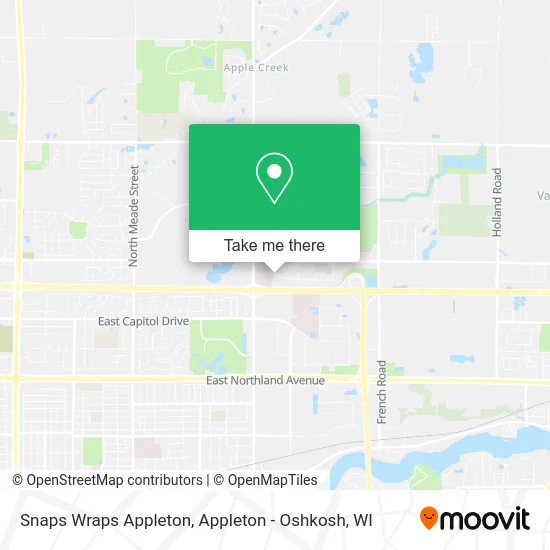 Mapa de Snaps Wraps Appleton