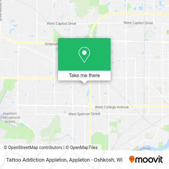 Tattoo Addiction Appleton map