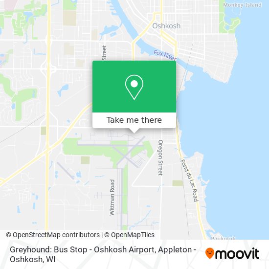 Greyhound: Bus Stop - Oshkosh Airport map