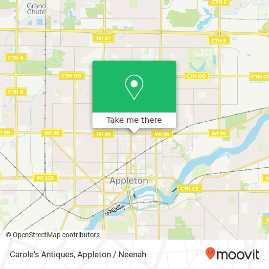 Mapa de Carole's Antiques, 127 E Wisconsin Ave Appleton, WI 54911