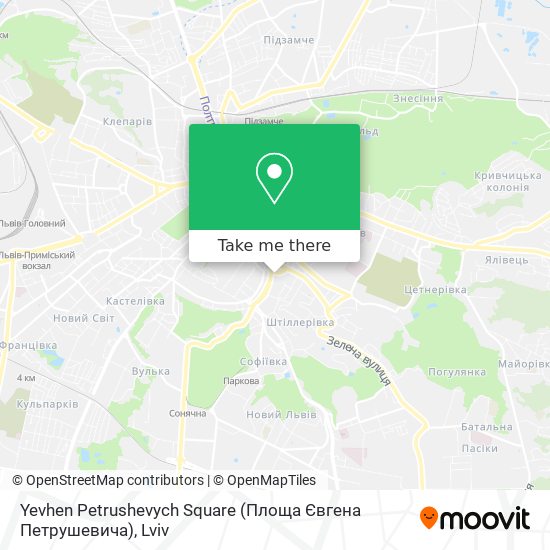 Карта Yevhen Petrushevych Square (Площа Євгена Петрушевича)