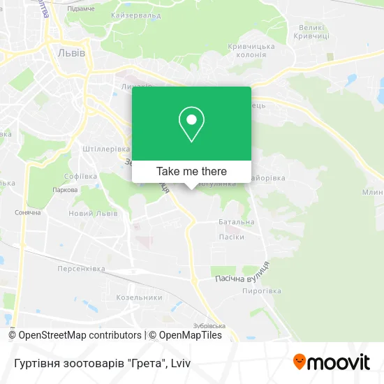 Карта Гуртівня зоотоварів "Грета"