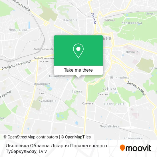 Карта Львівська Обласна Лікарня Позалегеневого Туберкульозу