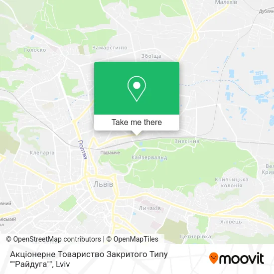 Карта Акціонерне Товариство Закритого Типу ""Райдуга""