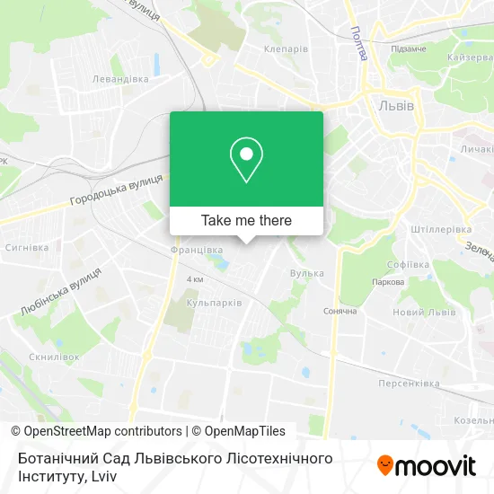 Карта Ботанічний Сад Львівського Лісотехнічного Інституту