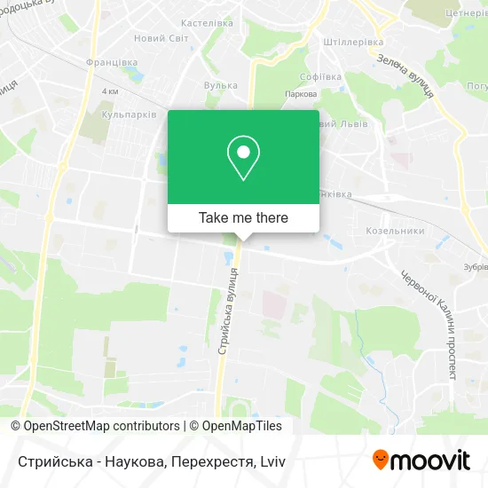 Карта Стрийська - Наукова, Перехрестя