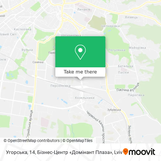 Карта Угорська, 14, Бізнес-Центр «Домінант Плаза»