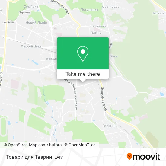 Карта Товари для Тварин