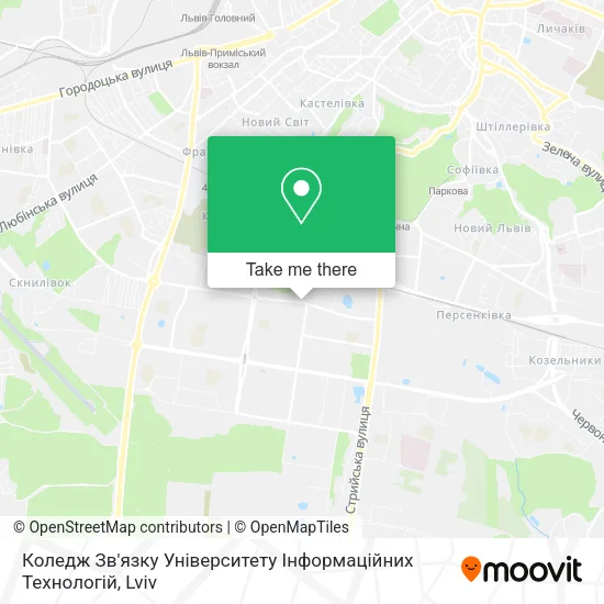 Карта Коледж Зв'язку Університету Інформаційних Технологій