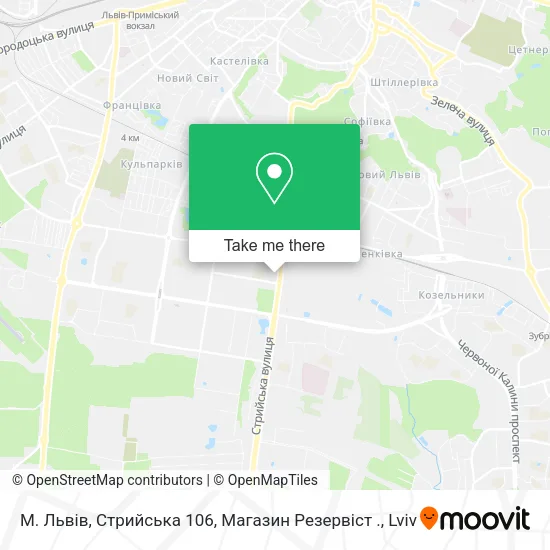 Карта М. Львів, Стрийська 106, Магазин Резервіст .