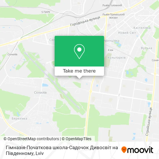 Карта Гімназія-Початкова школа-Садочок Дивосвіт на Південному