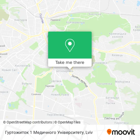 Карта Гуртожиток 1 Медичного Університету