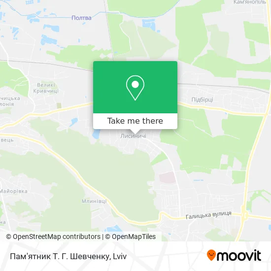 Карта Пам'ятник Т. Г. Шевченку