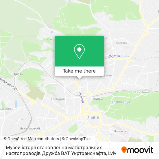 Карта Музей історії становлення магістральних нафтопроводів Дружба ВАТ Укртранснафта