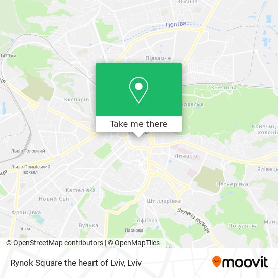 Rynok Square the heart of Lviv map