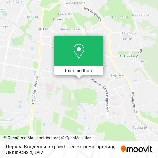 Карта Церква Введення в храм Пресвятої Богородиці, Львів-Сихів