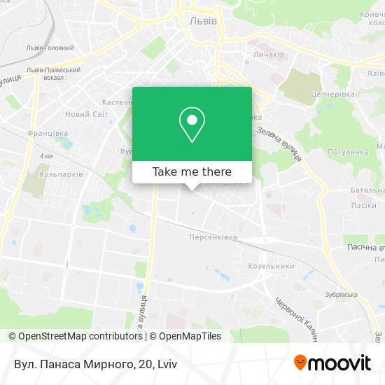 Карта Вул. Панаса Мирного, 20