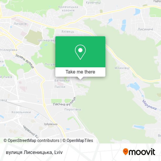 Карта вулиця Лисеницька