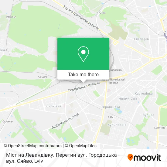 Карта Міст на Левандівку. Перетин вул. Городоцька - вул. Сяйво