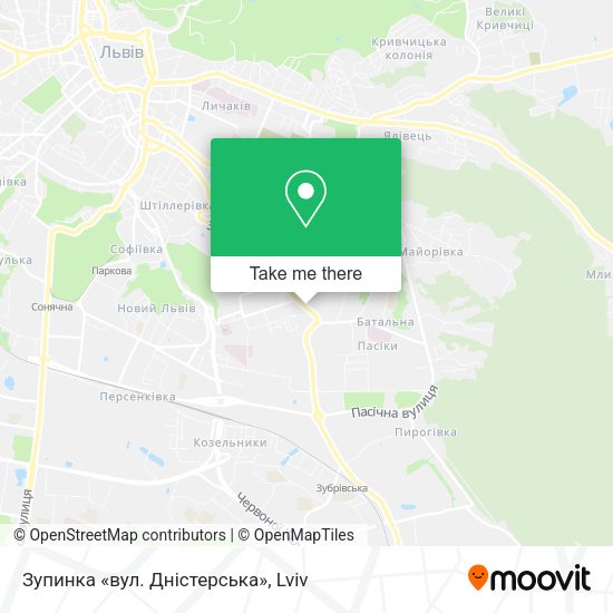 Карта Зупинка «вул. Дністерська»