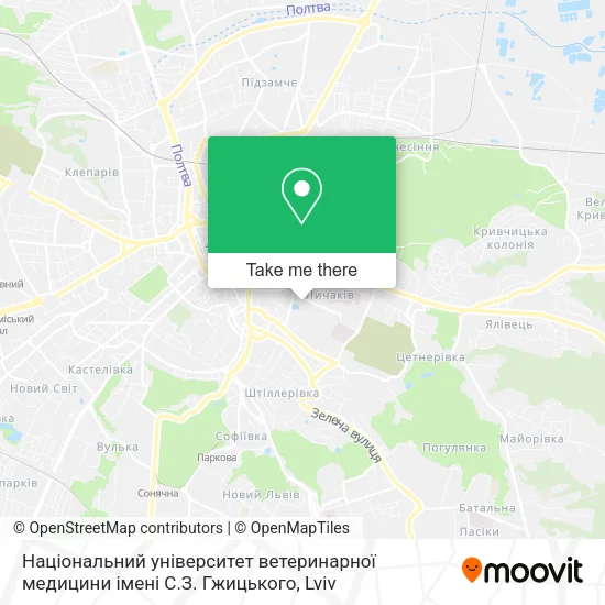 Карта Нацiональний університет ветеринарної медицини імені С.З. Гжицького