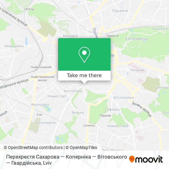 Перехрестя Сахарова — Коперніка — Вітовського — Гвардійська map