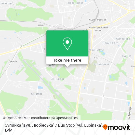 Зупинка "вул. Любінська" / Bus Stop "vul. Lubinska" map