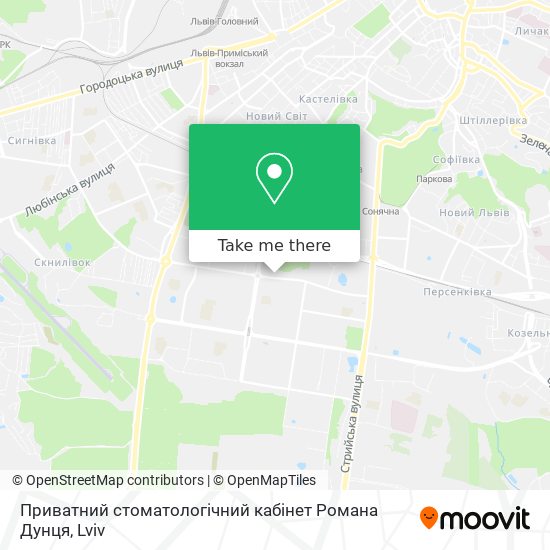 Карта Приватний стоматологічний кабінет Романа Дунця