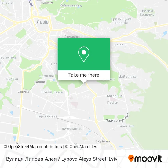 Карта Вулиця Липова Алея / Lypova Aleya Street