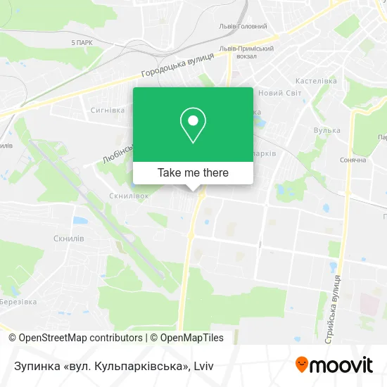 Карта Зупинка «вул. Кульпарківська»