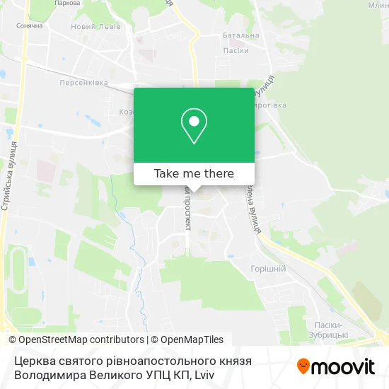 Карта Церква святого рівноапостольного князя Володимира Великого УПЦ КП