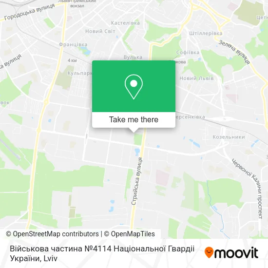 Карта Військова частина №4114 Національної Гвардіі України