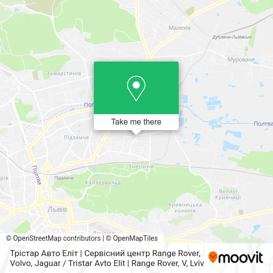 Трістар Авто Еліт | Сервісний центр Range Rover, Volvo, Jaguar / Tristar Avto Elit | Range Rover, V map
