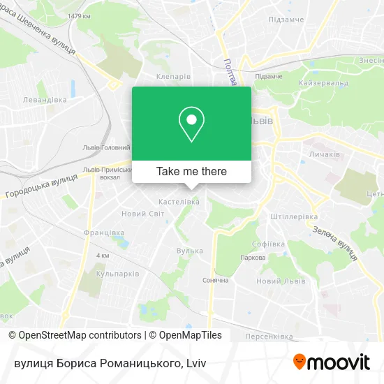 Карта вулиця Бориса Романицького