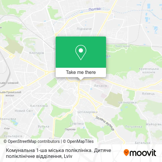 Карта Комунальна 1-ша міська поліклініка. Дитяче поліклінічне відділення