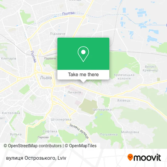 Карта вулиця Острозького