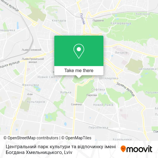 Карта Центральний парк культури та відпочинку імені Богдана Хмельницького