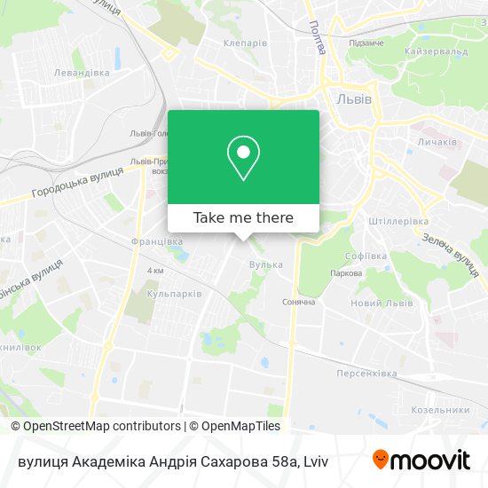 Карта вулиця Академіка Андрія Сахарова 58а
