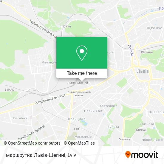 Карта маршрутка Львів-Шегині
