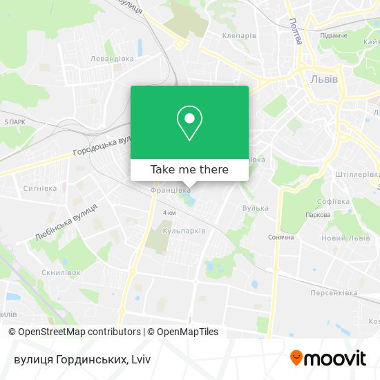 Карта вулиця Гординських