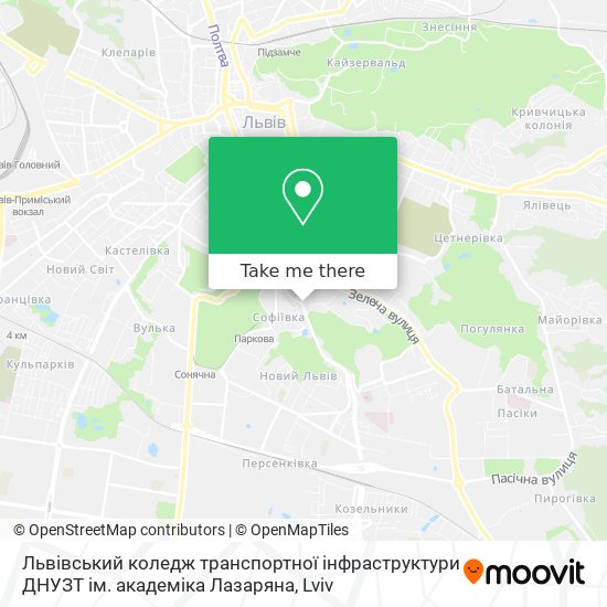 Карта Львівський коледж транспортної інфраструктури ДНУЗТ ім. академіка Лазаряна
