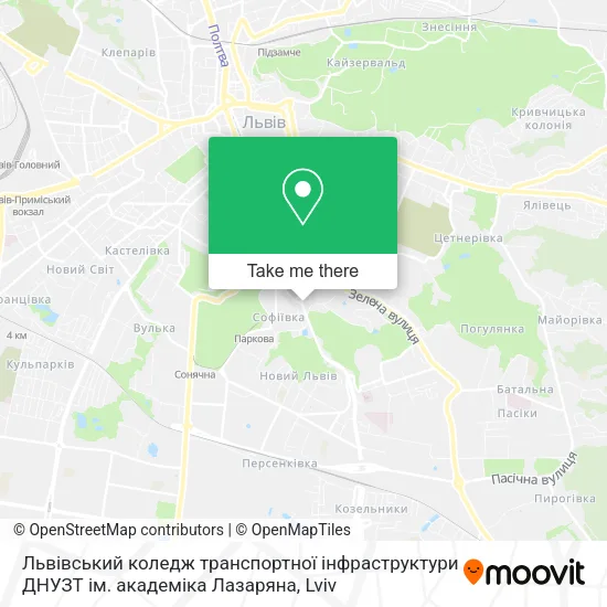 Карта Львівський коледж транспортної інфраструктури ДНУЗТ ім. академіка Лазаряна