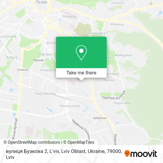 Карта вулиця Бузкова 2, L'viv, Lviv Oblast, Ukraine, 79000