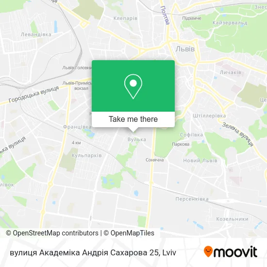 Карта вулиця Академіка Андрія Сахарова 25