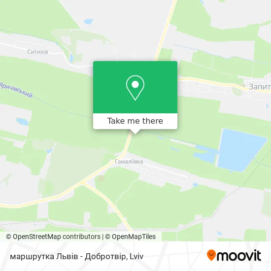 Карта маршрутка Львів - Добротвір