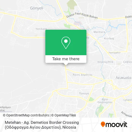 Metehan - Ag. Demetios Border Crossing (Οδόφραγμα Αγίου Δομετίου) map