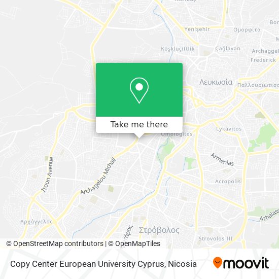 Copy Center European University Cyprus map