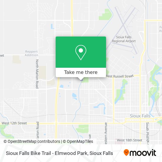 Mapa de Sioux Falls Bike Trail - Elmwood Park