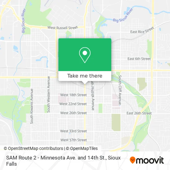 SAM Route 2 - Minnesota Ave. and 14th St. map
