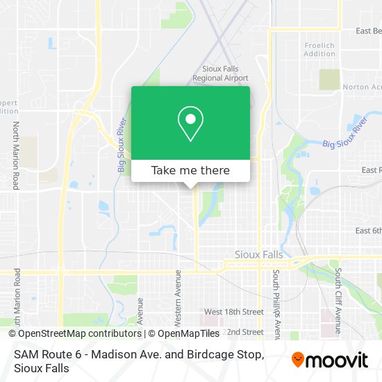 SAM Route 6 - Madison Ave. and Birdcage Stop map
